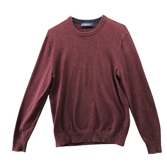 Gap Cotton Cashmere Sweater Mens M Burgundy Speckled Crewneck Pullover Wine - Picture 1 of 8